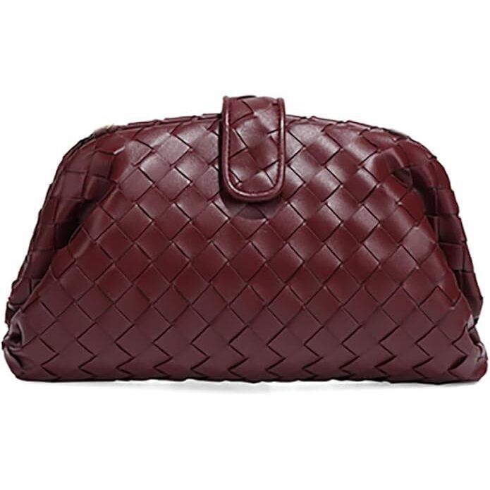 7324 Woven Clutch Purse Shoulder Bag Soft Tote Bag Shell Handbag Crossbody